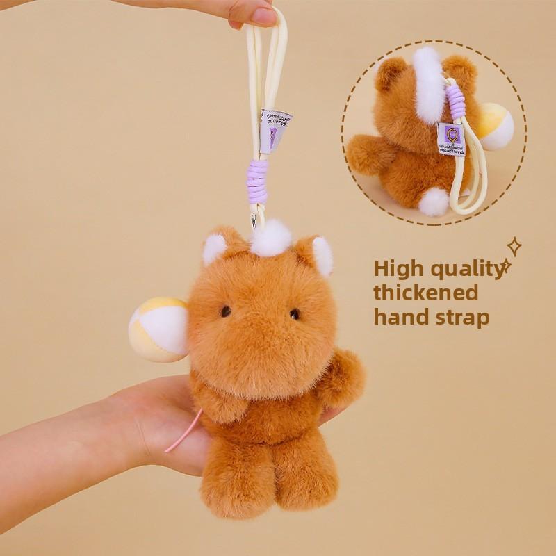 Animal Cute Plush Hanging Toy With Short Faux Fur For Children Travel Bag Doll