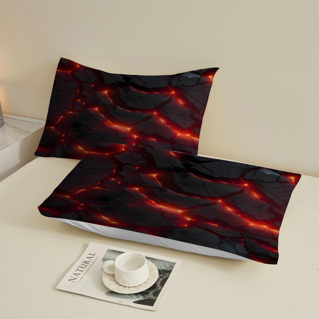 1 Simple Red Glowing Polygon Printed Matte Fitted Sheet, Bedroom Printed Bed Cover, Bedding (excluding Pillowcases)