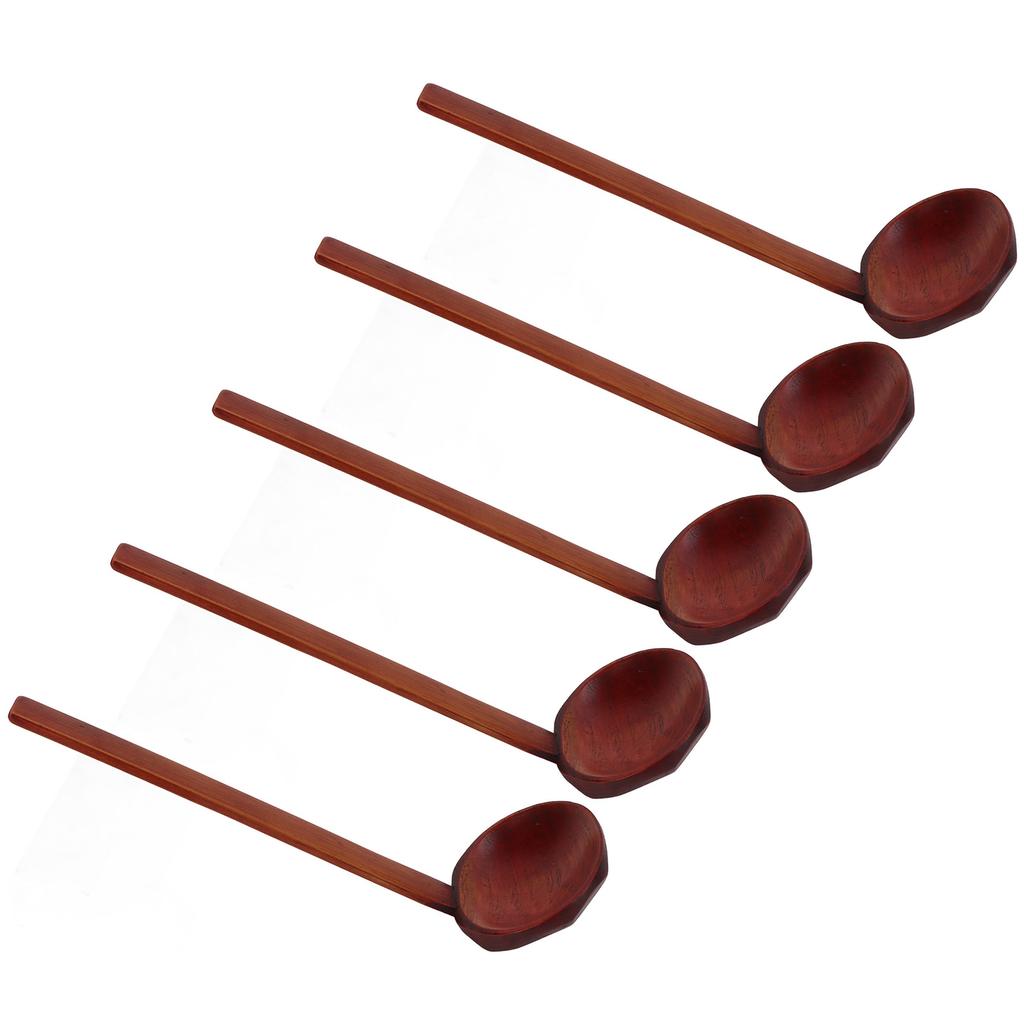 5Pcs Wooden Spoons Sturdy Handle Hand Polished Smoother Light Weight Japanese Tortoise Shell Spoon for Restaurant