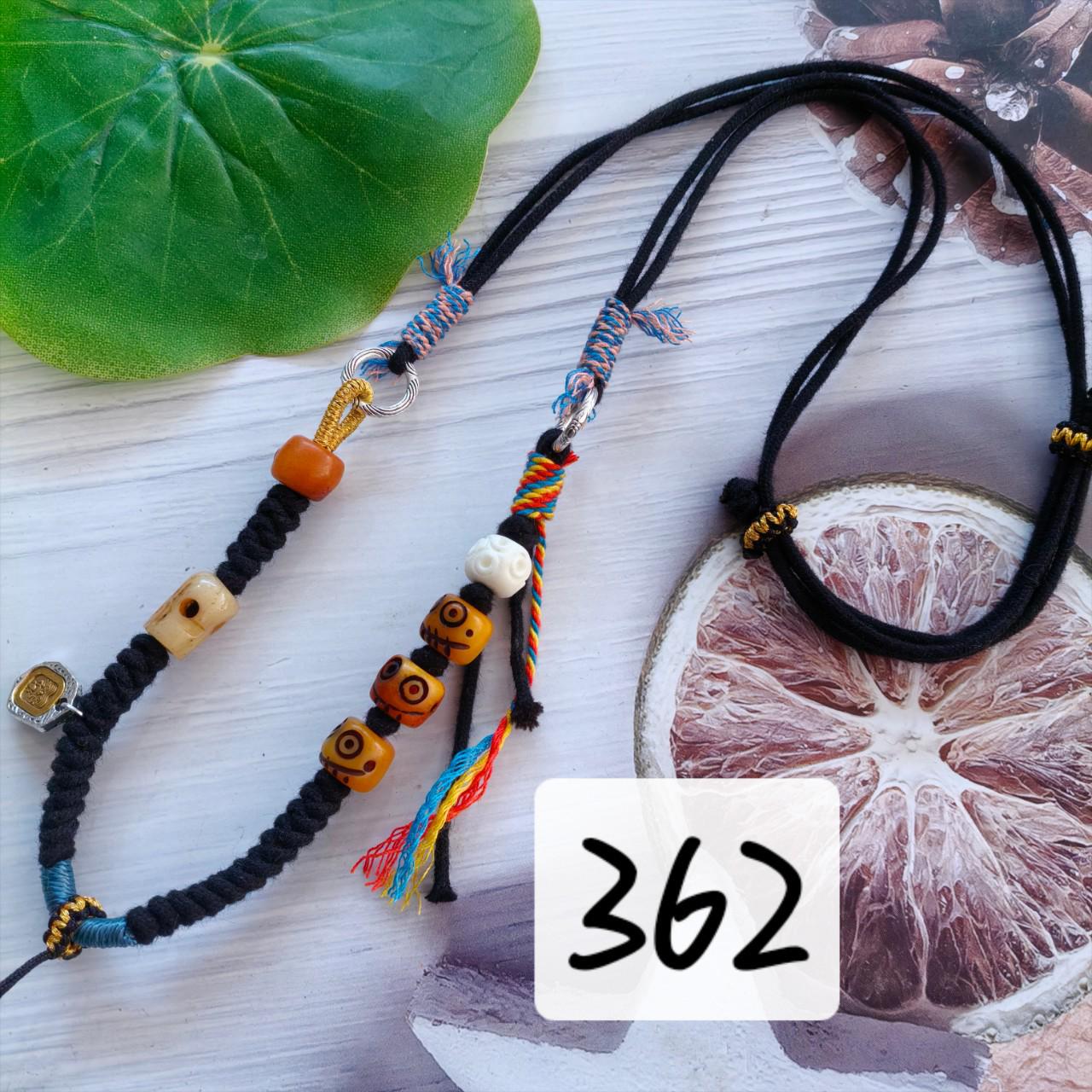 Adjustable Unisex Tibetan Cow Bone Necklace with Core-Filled Cotton Rope Lanyard Adjustable