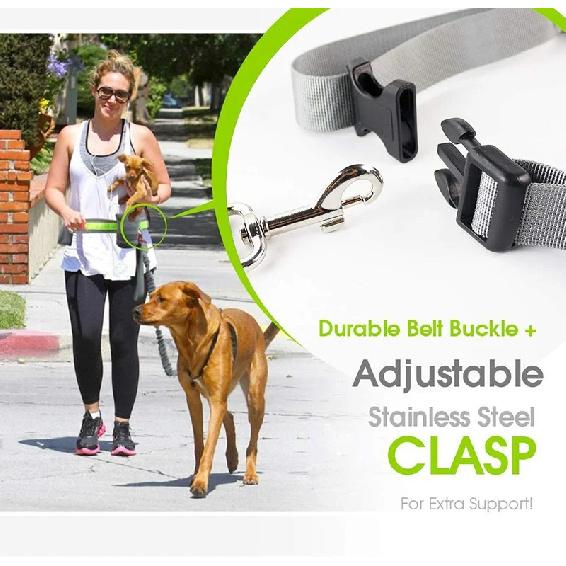 Benepaw Reflective Handsfree Dog Leash With Two Storage Bags Adjustable Waist Elastic Pet Running Leash For Medium Big Dogs