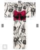 Japanese Kimono Yukata Set Women Narcissus Floral Cream Black Plum Kyoto JP