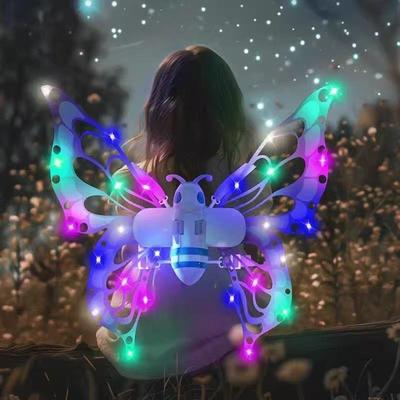 Electric Butterfly Wings Moving Elf Wing with Light Fairy Wings for Kids Birthday Christmas Cosplay Dress Up Angel Girls Toy