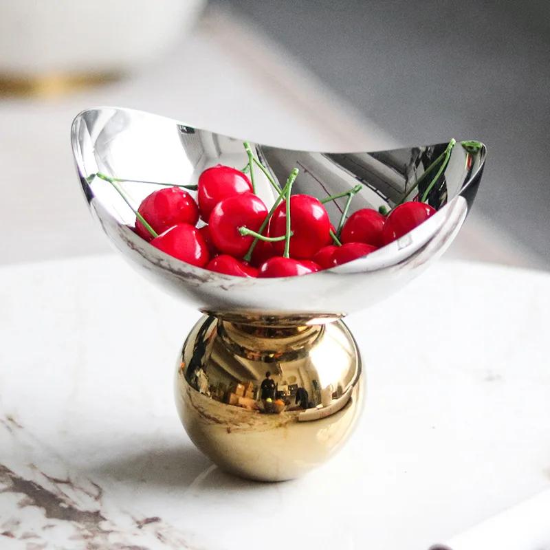Stainless Steel Fruit Tray, Irregularly Designed Metal Ball Snack Bowl, Jewelry Storage Tray, Living Room Decoration Ornament