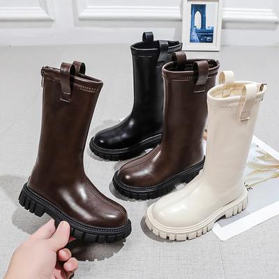 Scarpe Bambina Platform Stivale Lungo InvernoNuovo Stivale in Pelle Peluche Moda Stivale da Principessa Scarpa Ragazza Britannica Scarpa Bambino Scarpa di Design