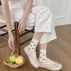 5 Pairs Women Bow Socks Spring Summer Autumn Winter Middle Tube Sock Thin Breathable Girls Cotton Socks Soft Comfortable Footwear