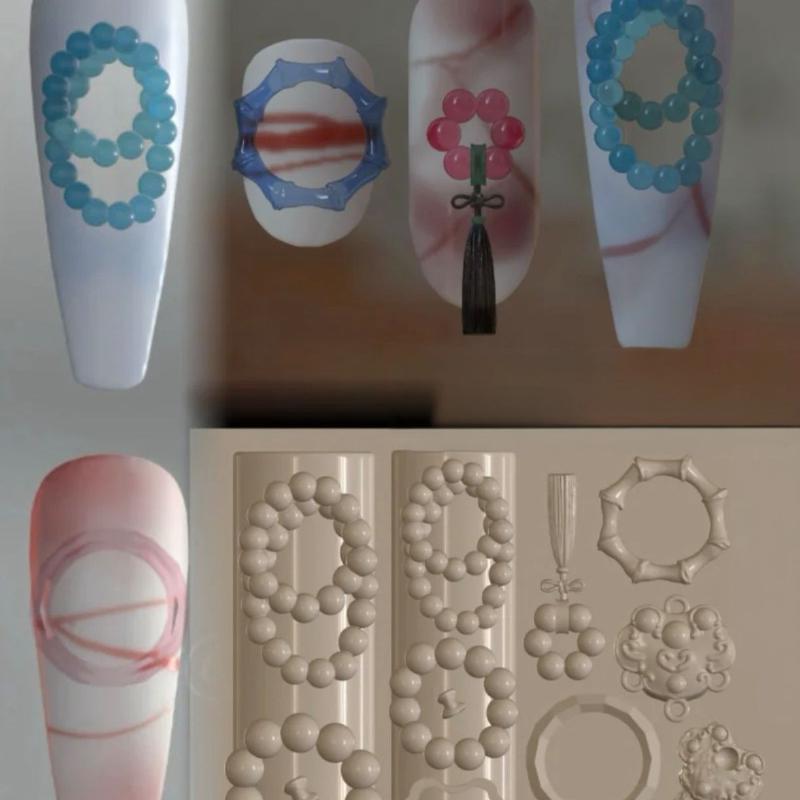 3D Chinese Style Lion Dance & Retro Egypt Silicone Nail Molds - DIY Nail Art Decoration Templates for Manicure Design Tools