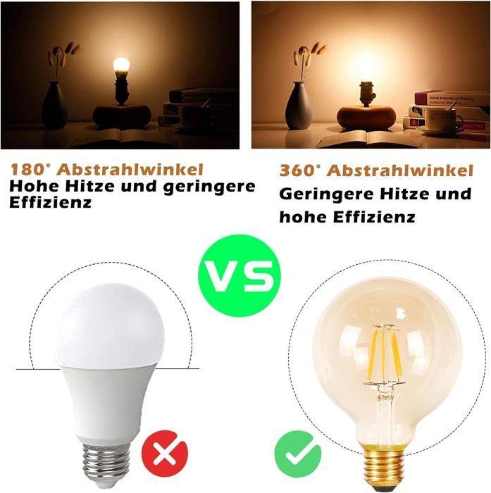 Pack d'ampoules LED E27 - NETTLIFE - G95 - 4W - 2700K Blanc chaud - Pack de 6