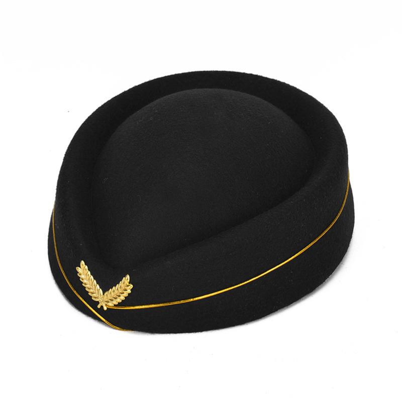 

Women Air Stewardess Hat Flight Attendant Hat Stewardess Cap for Costume Cosplay Musical Performance 58cm чёрный