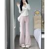 Black Micro-flare Pants for Women In Summer Thin High Waist Casual Bell-bottom Pants for Small Sun Protection Ice Silk Wide-leg Sweatpants