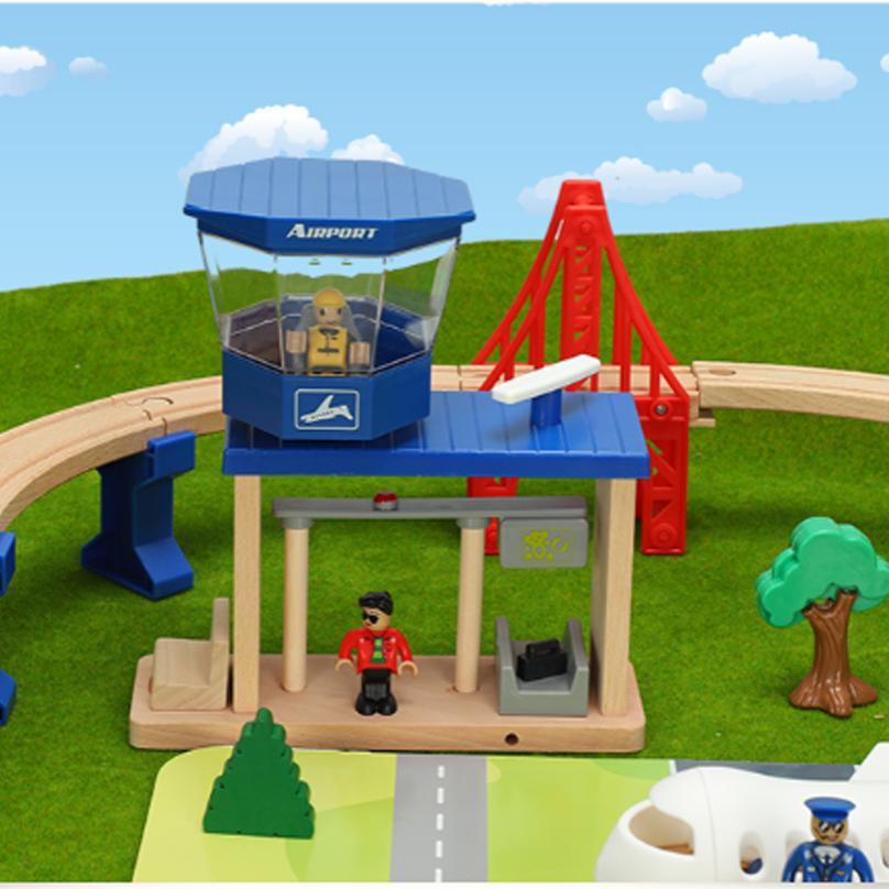 Airport Train Track Set Toys Children's Assembled Puzzle Boys And Girls Toys Suitable For Wood Tracks New Gift PD73