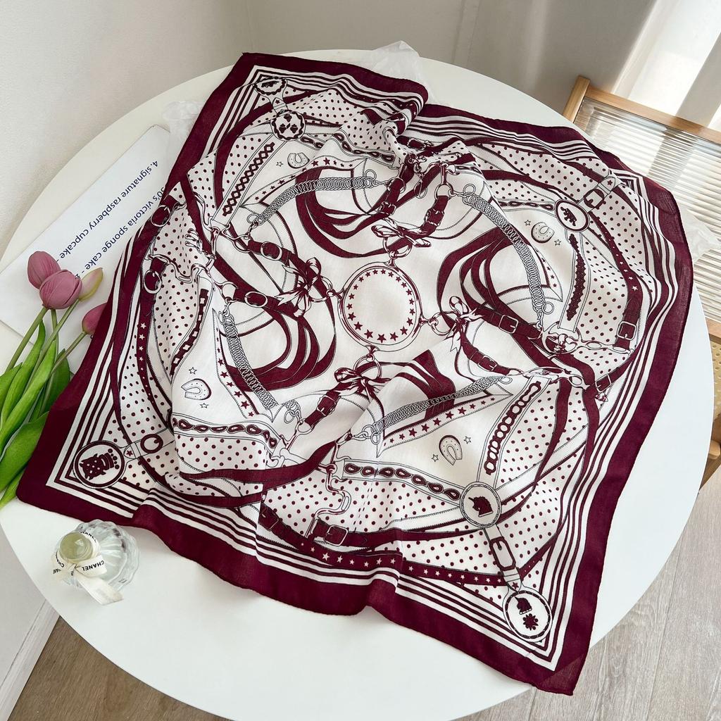 [Collection] Velvet Silk Scarves Women'S Versatile High-End Square Scarves Neck Scarves Spring And Autumn Retro