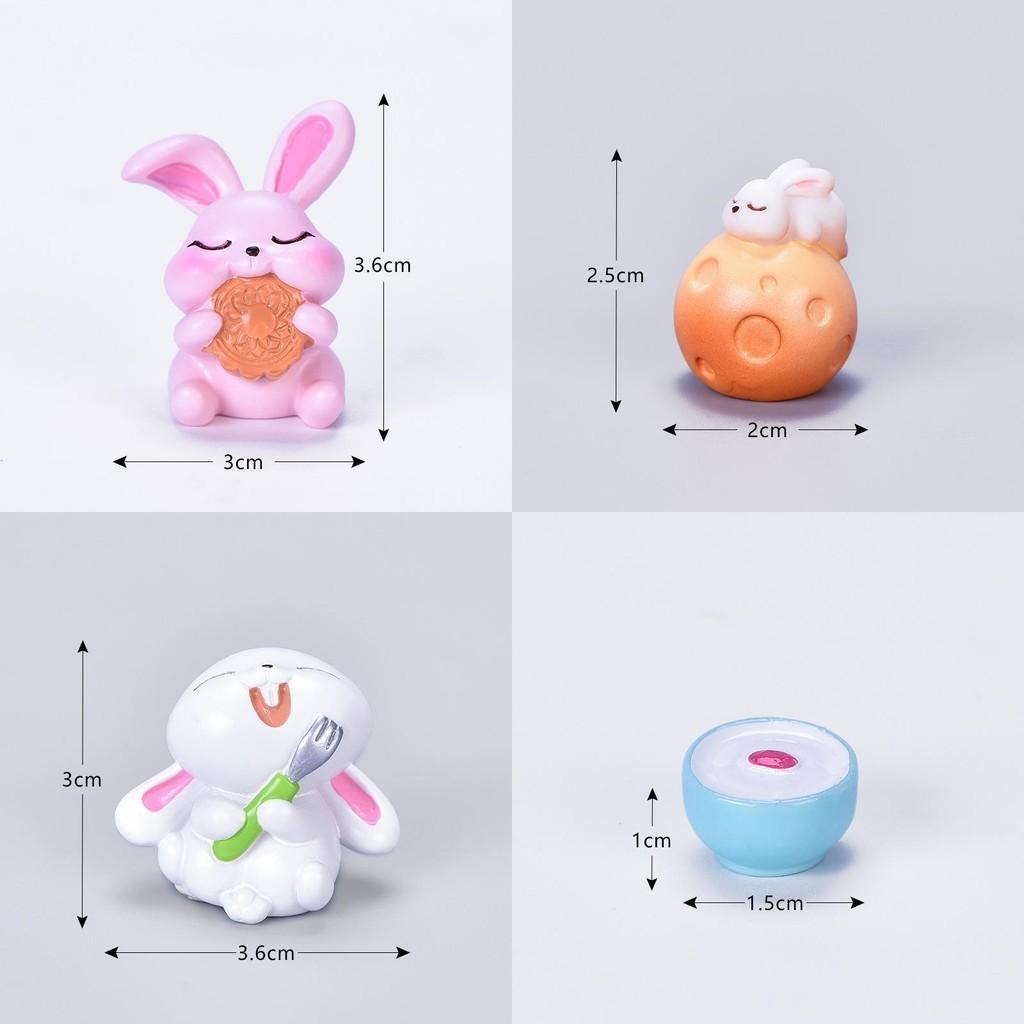 Delightful Mid-autumn Festival Series Resin Rabbit Eat Mooncake Micro Landscape Decoration