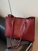 Burgundy Women's Tote Bag Textured Large Capacity Versatile PU Handbags Fashion Letter Single Shoulder Traveling Bags