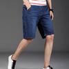 Sommer Tynn Stretch Denim Shorts Herre Rett Løs Casual Stor Størrelse 5 Fem-punkts Bukser Bukser 7-punkts Knebukser