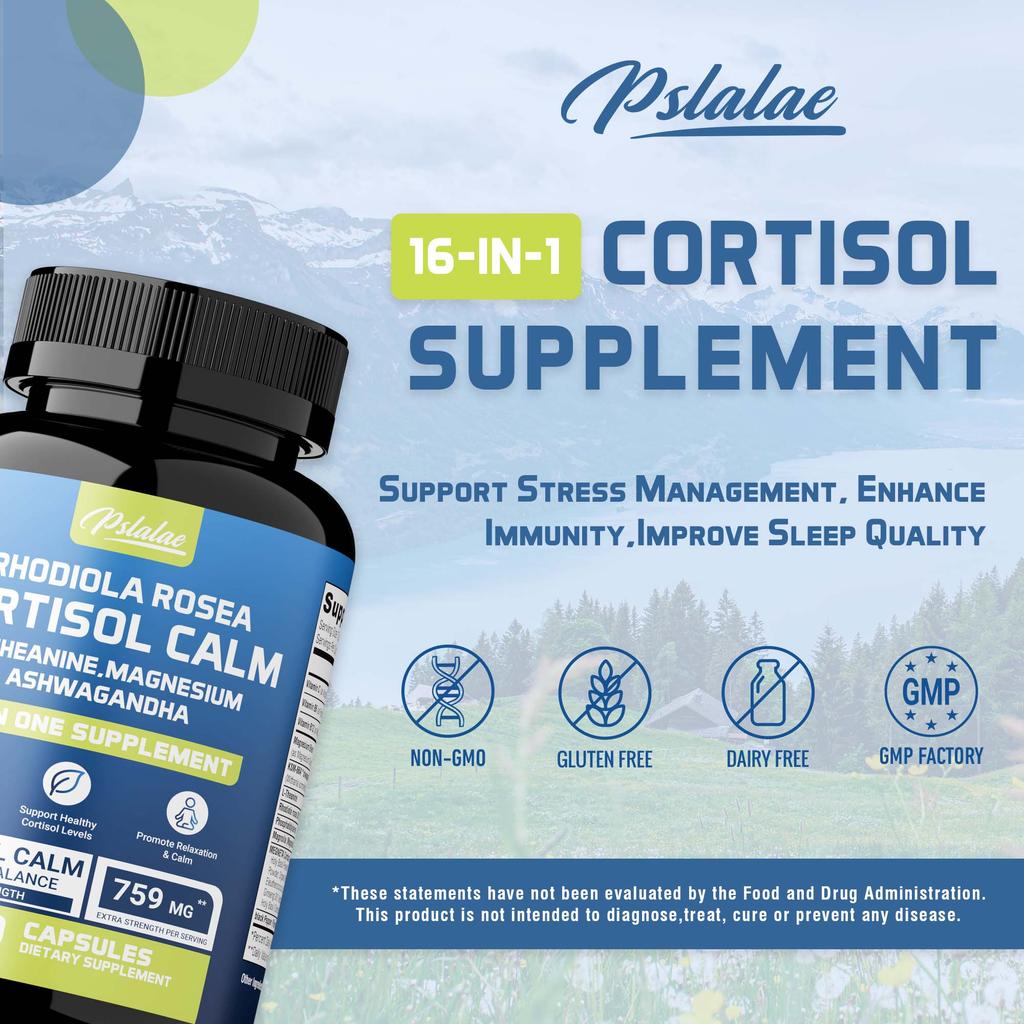 Pslalae cortisol capsules help manage cortisol levels, promote relaxation, calmness, and improve mental focus.