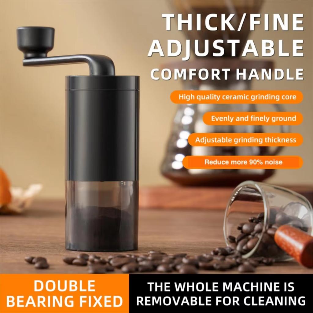 Manual Coffee Grinder with Brush, Portable Coffee Grinder with Adjustable Settings and Ceramics Grinding Core