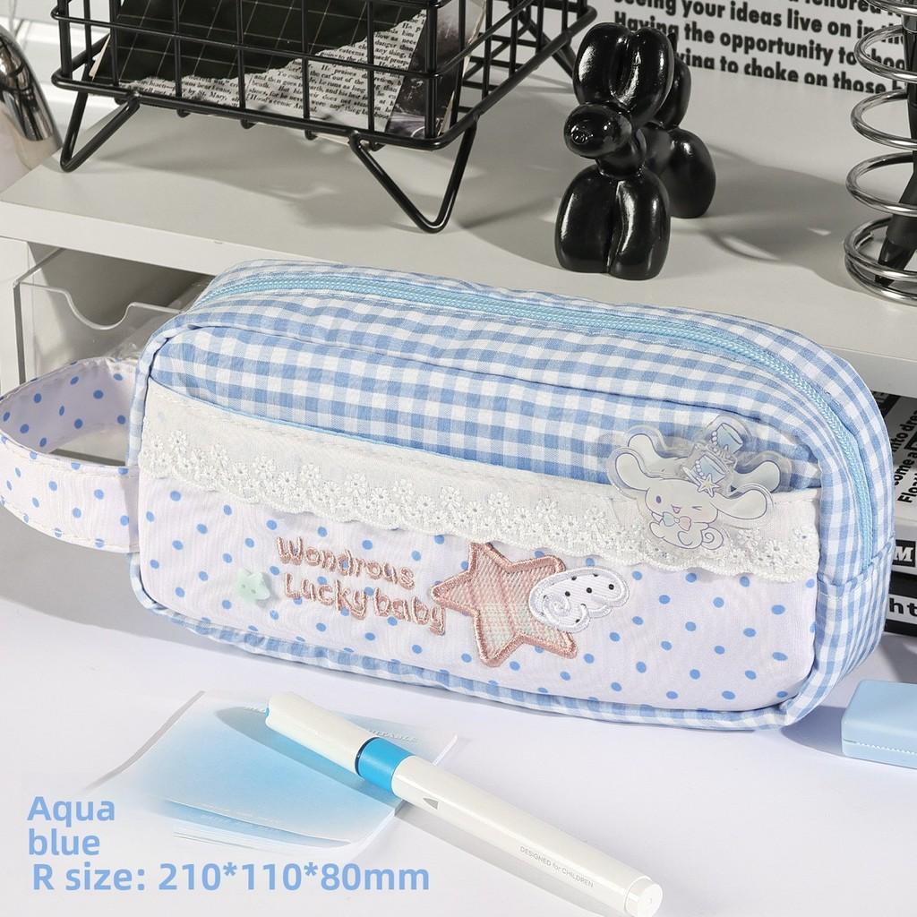 Vintage Canvas Pencil Case With Lace Trim For Students And Office Use
