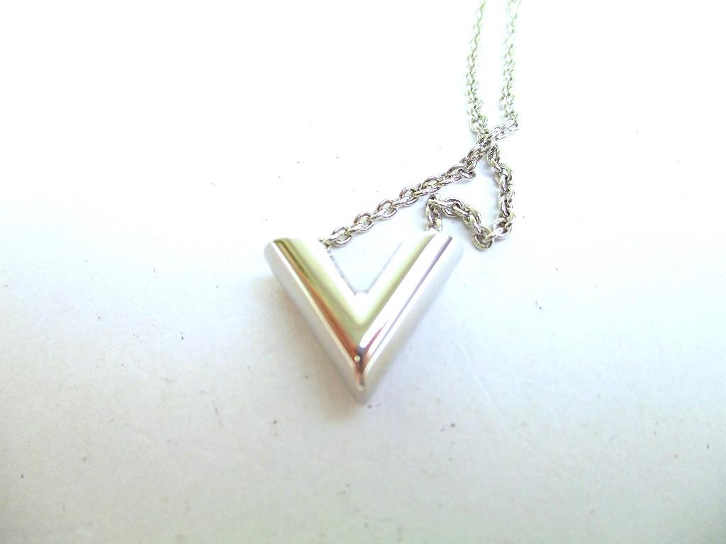 Authentische LOUIS VUITTON versilberte Essential V-Kette Halskette #a158 Generalüberholt