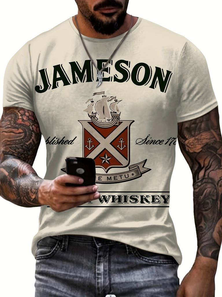 Jameson Whiskey 3D Print Men's T-Shirt - Stylish & Comfortable Short Sleeve Tee for Summer, Casual Wear