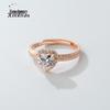 925 Sterling Silver Heart-Shaped Zircon Ring, Eight Hearts & Arrows, Korean-Inspired, Princess-Style for Women