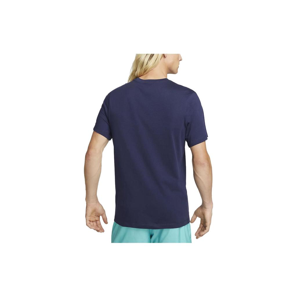 Nike Logo Print Crew Neck Short Sleeve T-Shirt Men Tops Dark-Blue DZ2833-410