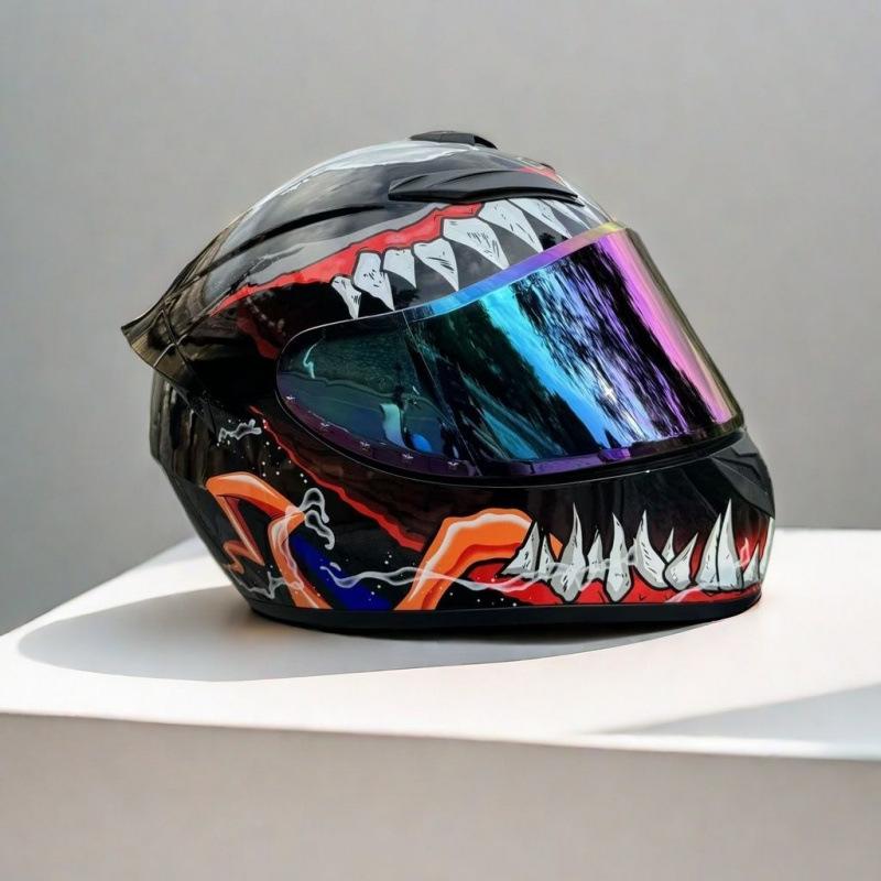 New Locomotive Motorcycle Men's and Women's 3c Full Helmet Motorcycle Personalized Handsome Safety Helmet Winter Windshield Helmet