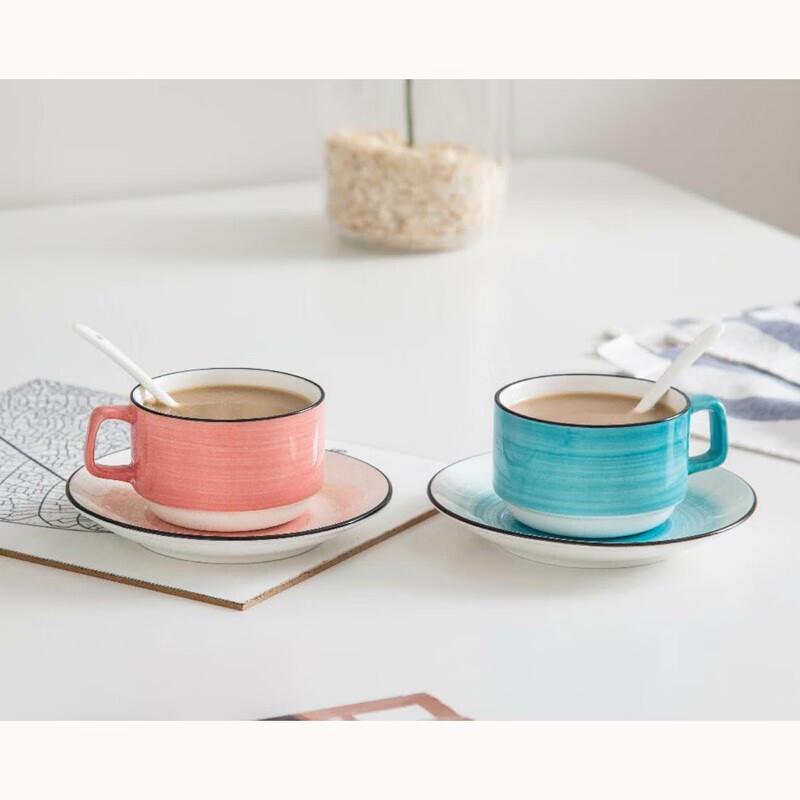 CODA Hand-painted Ceramic Coffee Cup and Saucer Set