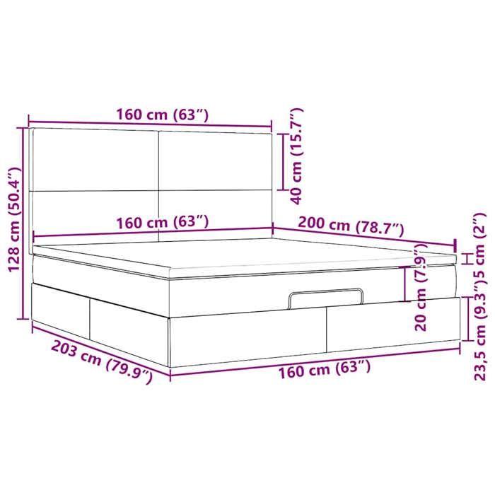 VidaXL Ottoman Bed Frame with Mattress Black 160x200 Cm Velvet, Bed Frame, Upholstered Bed Frame, Ottoman Bed Frame 3313411
