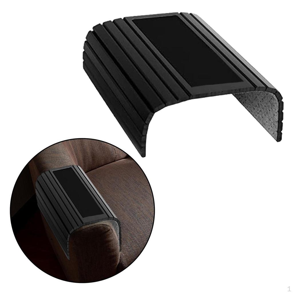 Couch Arm Table Cup Holder Wood Side Tables Coffee Drinks AntiSlip Sofa Foldable