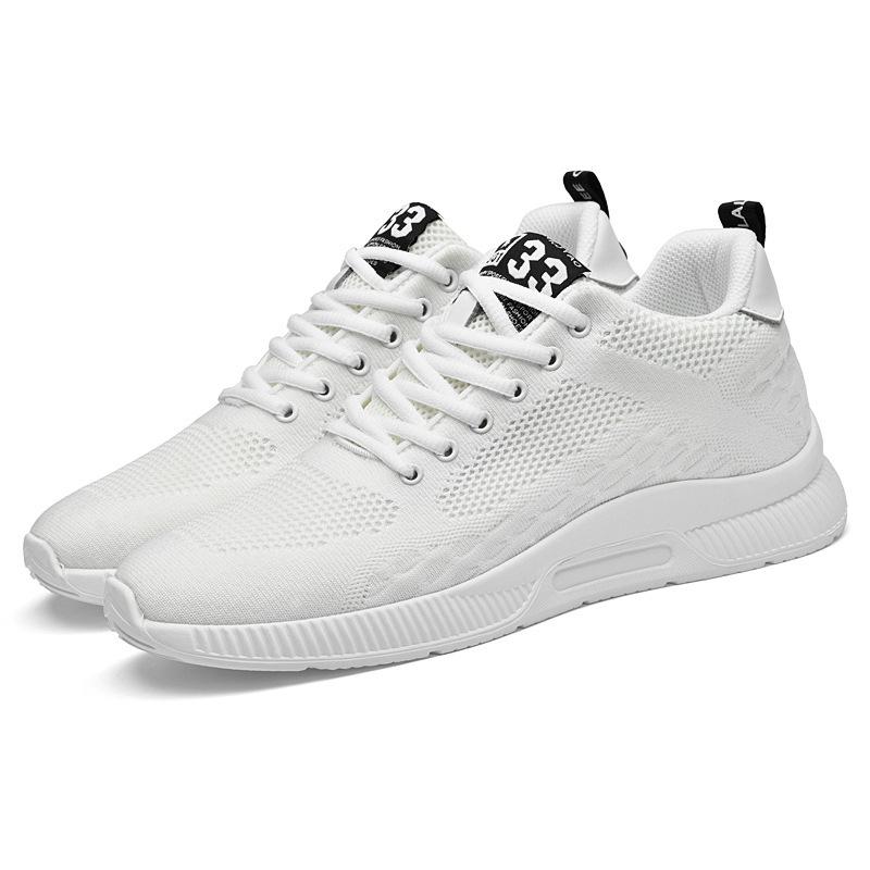 Men s 6cm Height-Boost Breathable Sneakers - Versatile Woven Mesh Running Shoes 44