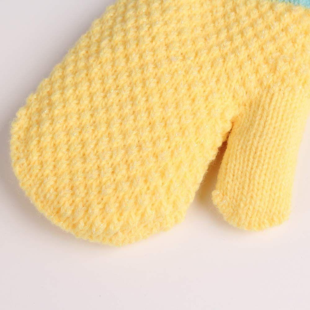 Winter Plush Hanging Neck Knitted Mittens Cute Thick Warm Kids Gloves