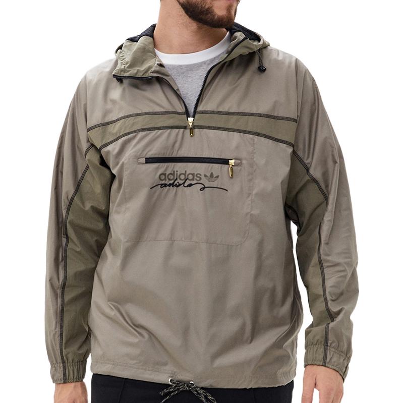 Adidas Originals Trefoil Embroidered Half-Zip Hoodie Jacket Men Tops Grey GD9300