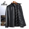 Futing Men's Sheepskin Goose Down Lapel Leather Jacket