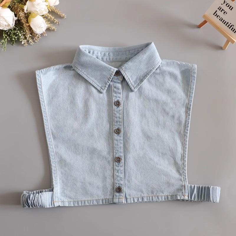 Módní Džínovina Falešný límec Ženy Velká klopa Falešné límečky Žena Dekorace Odnímatelné límečky Kravata Halenka Odnímatelný Nep Kraagie