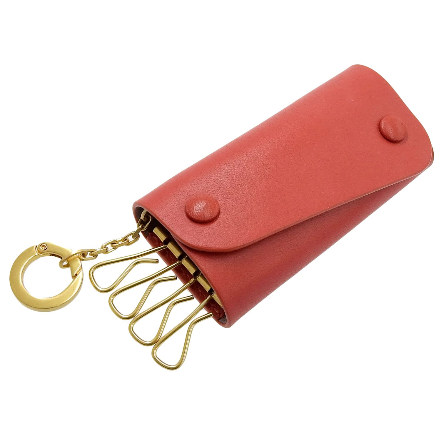 

Key Case Key Ring Brand Leather Genuine Leather 4 Rows SKH087 PV0011 Unisex [Ilbizonte] Men s Women s (CASTAGNOROSA/Red) [Item]