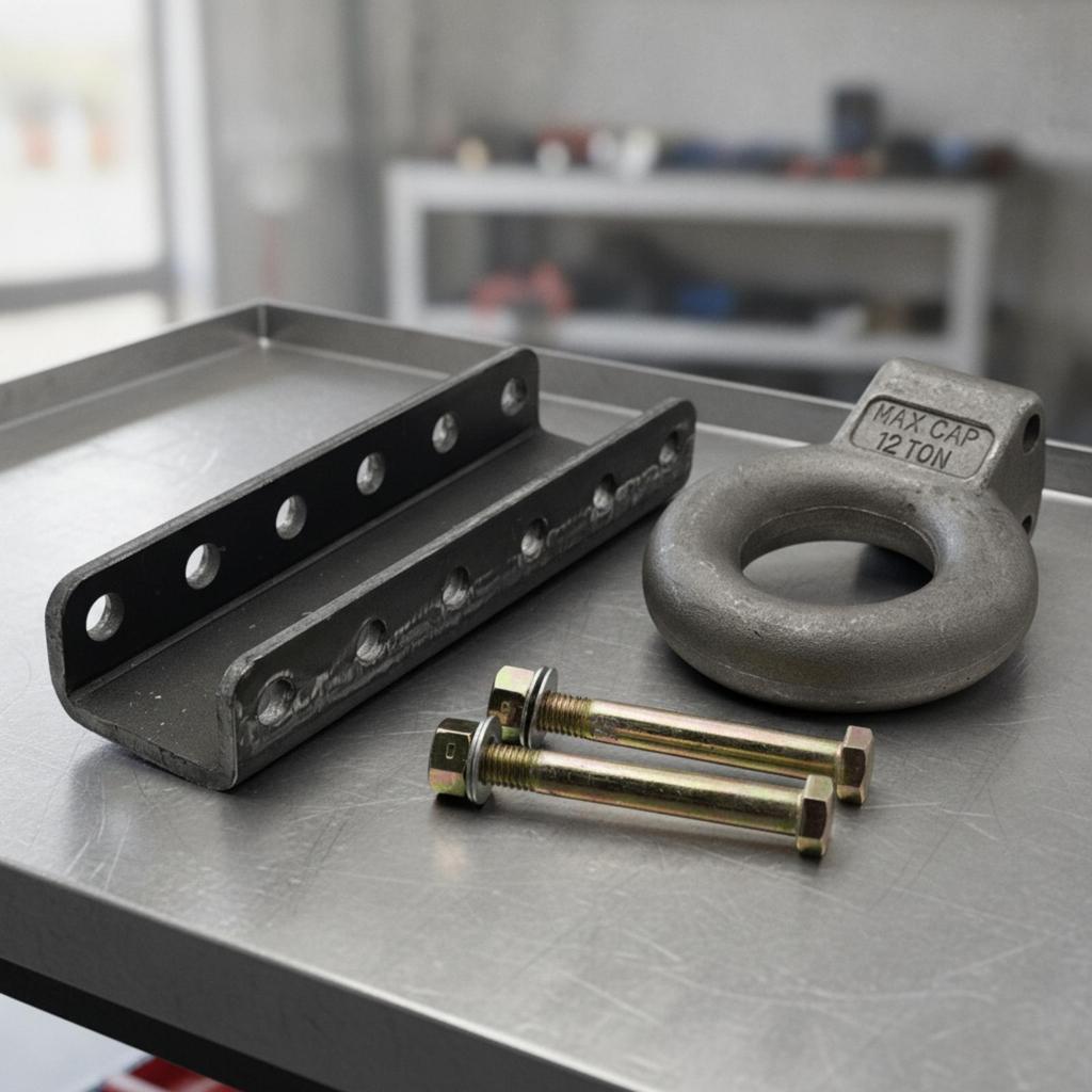 Tow Loop Hitch with Mounting Plate Metal Hardware Wear Resistant