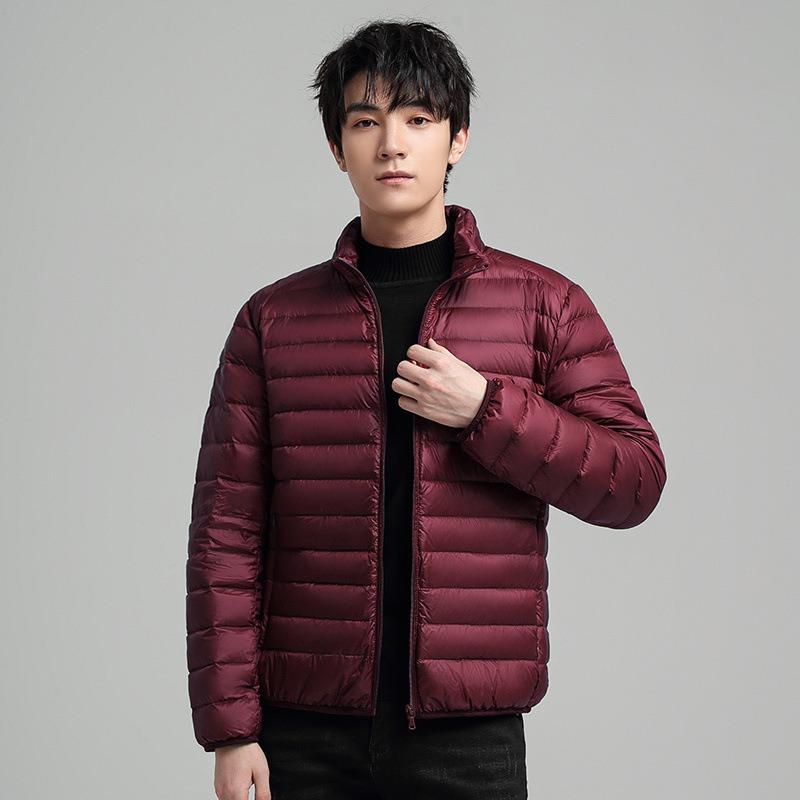 Light Down Jacket for Men, Loose Stand-up Collar In Autumn and Winter, Warm and Cold-proof 50% White Duck Down Jacket for Men