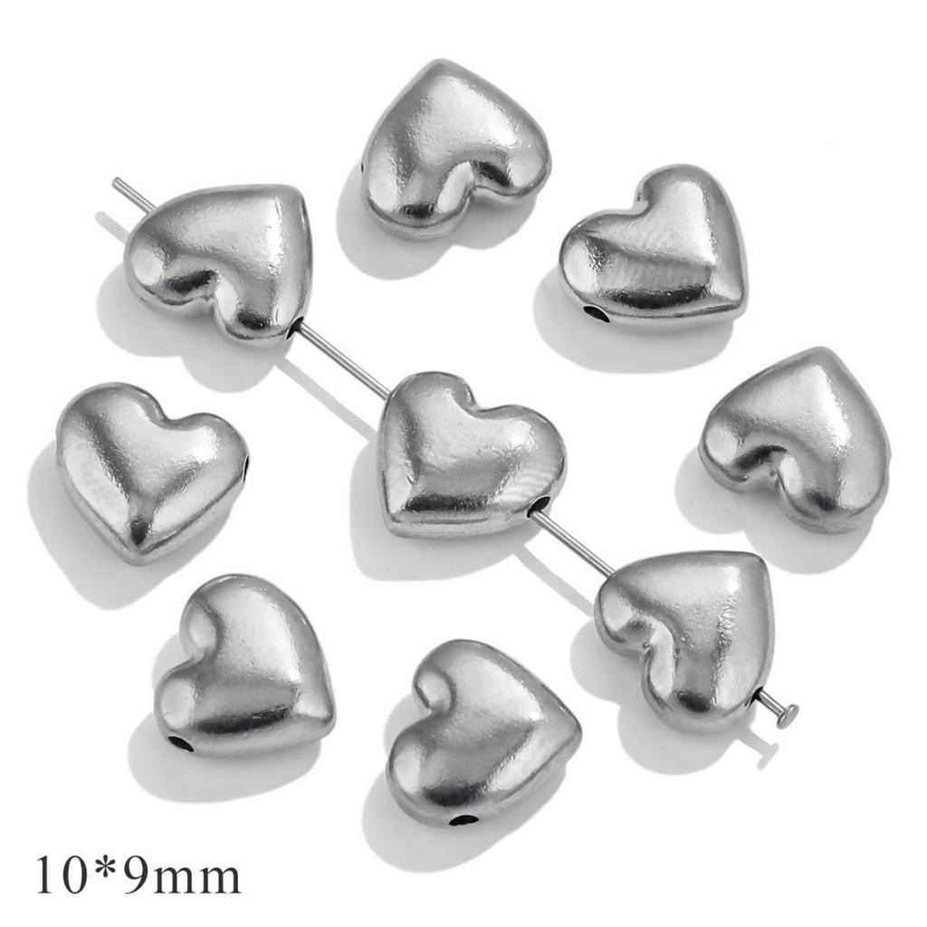 10 Pcs 304 Stainless Steel Valentine's Day Beads Heart Loose Small Spacer Bead For DIY Braclet Jewelry Making Accessories