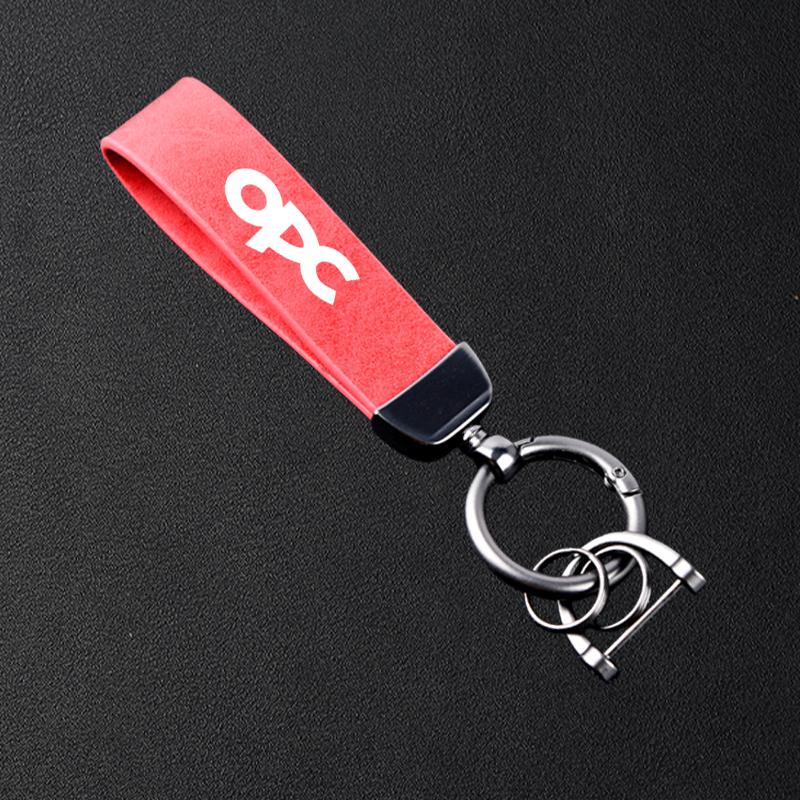 

High-Grade Car Leather Keychain Metal Keyring Accessories For Opel OPC красный