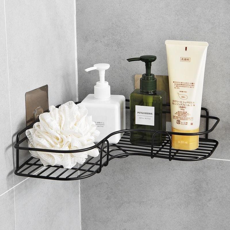 Étagère de salle de bain Rack de rangement de douche Toliet Holder Shampooing Support de support de stockage Accessoires de salle de bain Rack d’organisateur de cuisine 1PC noir
