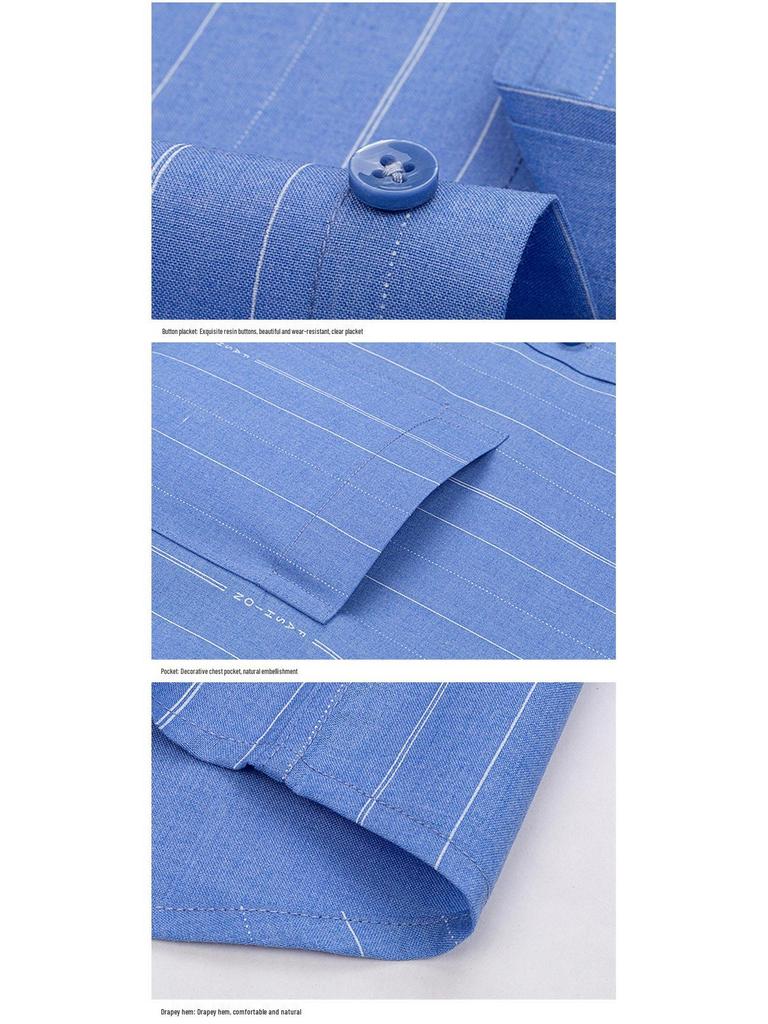 2025 Summer Men's Breathable Non-Iron Plaid Long Sleeve Shirt for Middle-Aged Dads