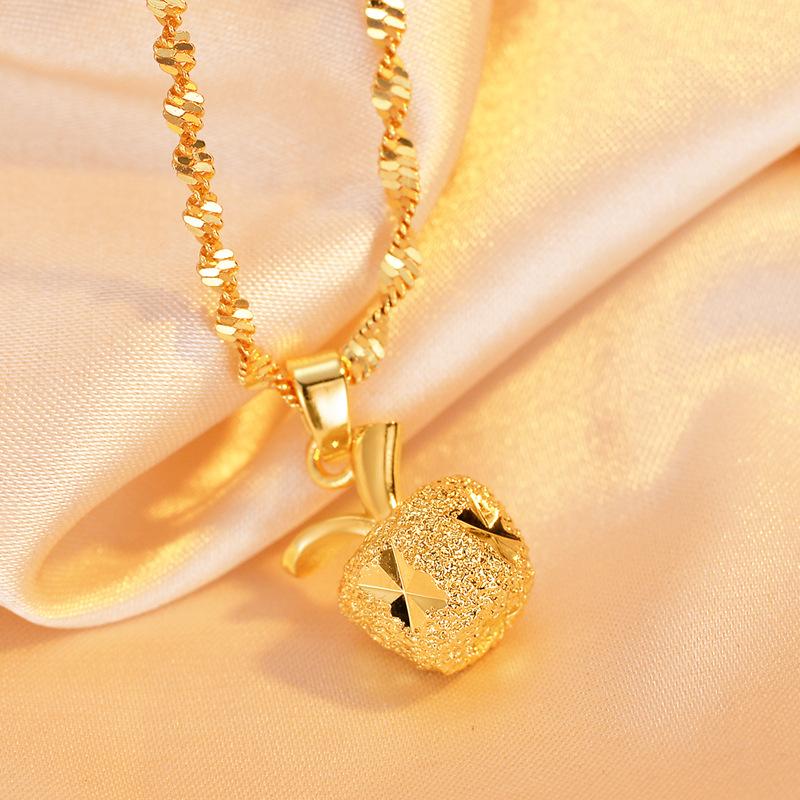 Pandantiv cu măr din aur matuit, fructe de Crăciun bijuterii Ajunul Crăciunului Colier cu mere