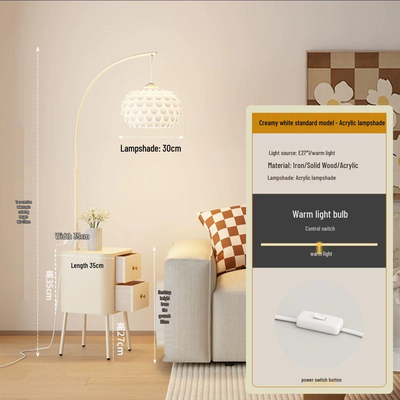 

Modern Cream Floor Lamp: Versatile Style for Bedroom, Living Room, and Bedside Default