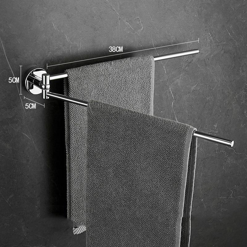 Stainless Steel Bathroom Towel Rack Nail Free Toilet Towel Bar Multifunctional Folding Shower Storage Rack Chrome Towel Ring