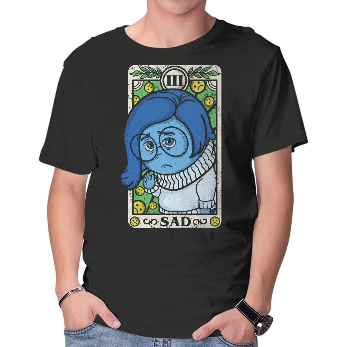 Unisex Crew Neck T-Shirt The Sad Graphic Short Sleeve Casual Tee M