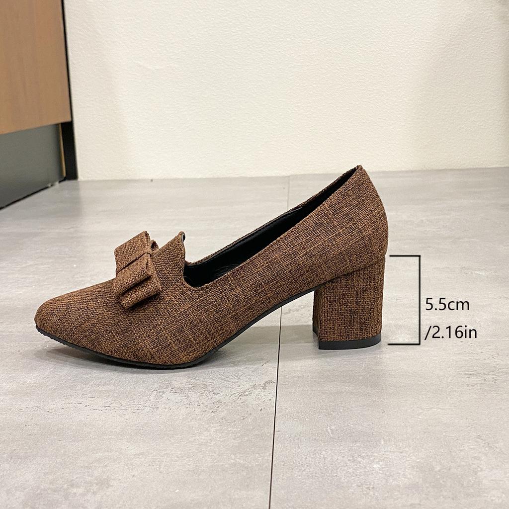 Fashion Bow Fashion Chunky Women Shoes 2025 Elegant Pointed Toe High Heels Pumps Fad Trend Spring Dress Designer Zapatillas De Mujer