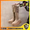 Two wear folded thick-soled boots, children's autumn and winter new thick-heeled knee knight boots, spring and autumn models