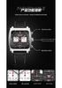 Sanda Men's Chronograph Quartz Watch: Square Dial, Three Eyes, Six Hands, Luminous, Calendar, Waterproof.