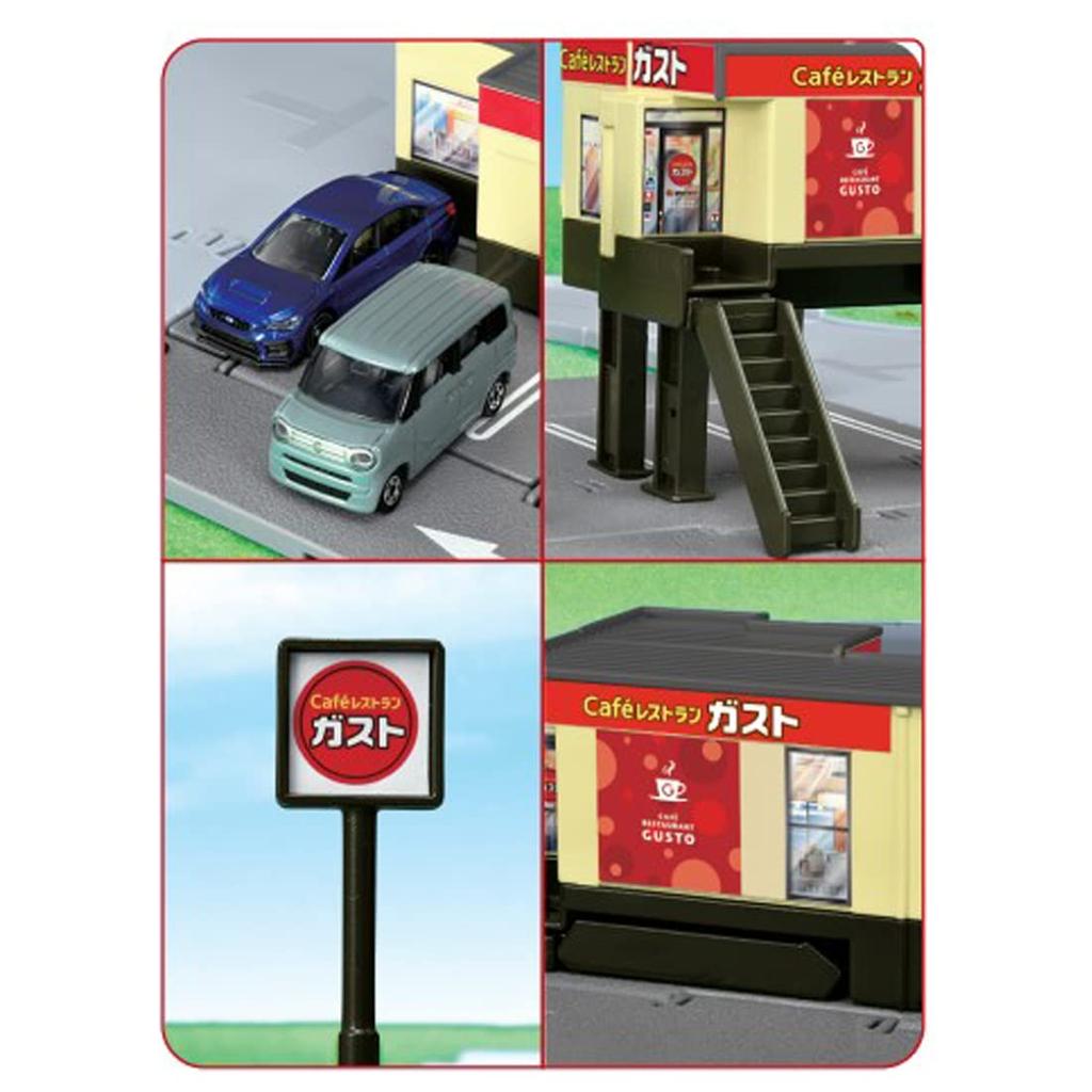 TAKARA TOMY Tomica Gift Tomica Town Cafe Restaurant Gusto (with Tomica) Miniature Car Toy for Ages 3 and Up